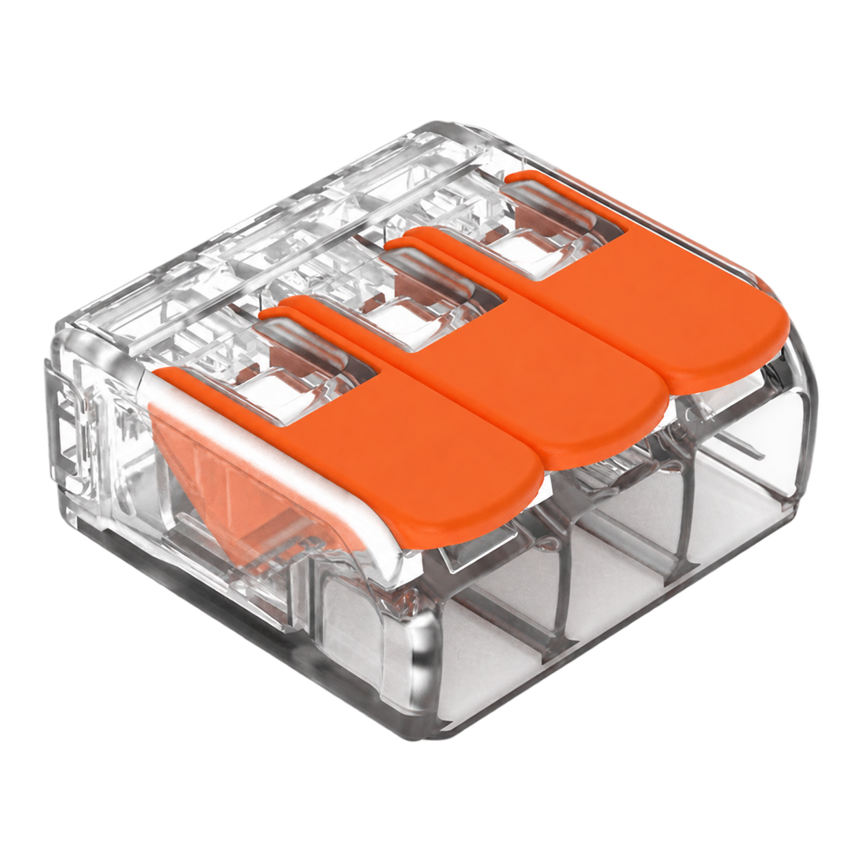 Clear three-position lever connector