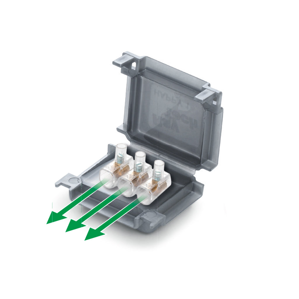 Happy/Gel Box - Dielectric Gel Box – 3-Way Pre-Filled IPX8 Connector | Waterproof, Re-Enterable, UV Resistant