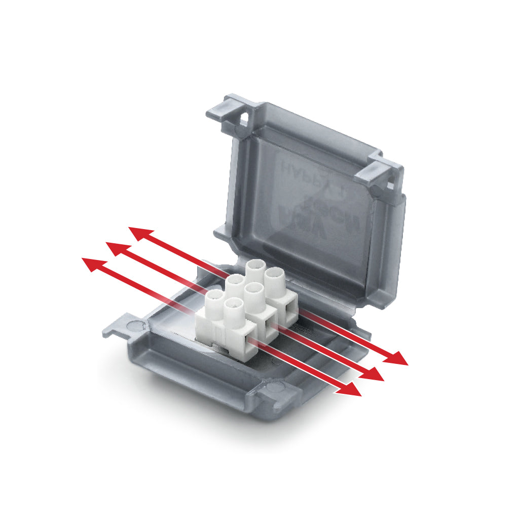 Happy/Gel Box - Dielectric Gel Box – 3-Way Pre-Filled IPX8 Connector | Waterproof, Re-Enterable, UV Resistant