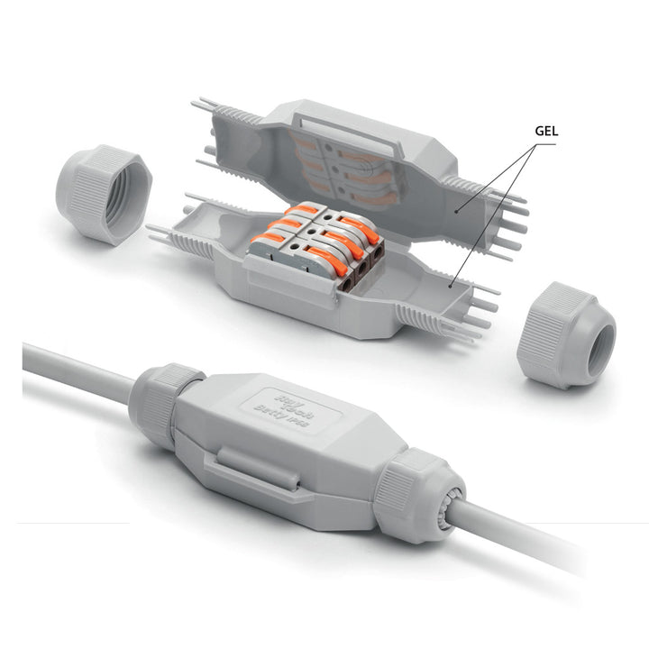 IP68/IP69K Waterproof Gel Cable Junction Box with Lever Connectors – Submersible Electrical Wire Connector for Underground &amp; Outdoor Lighting (Raytech Little Joint Easy)