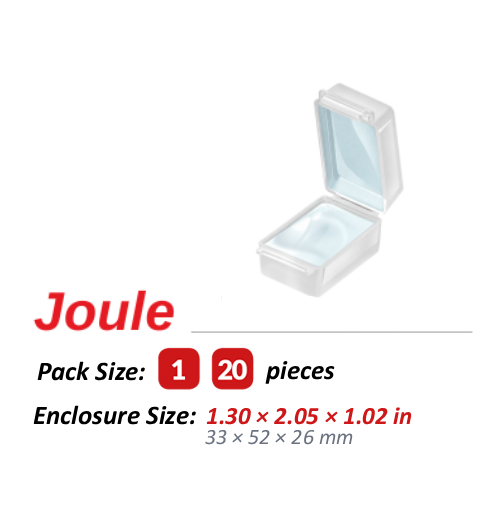 Joule Gel Box: product photo, pack sizes, and enclosure size